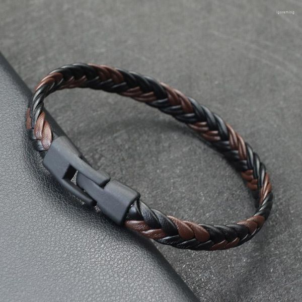 Pulseras con dijes Noter Hombres Pulsera de cuero Tejido a mano Fácil Gancho Punk Braclet Homme Accesorios de ocio Hiphop Rock Braslet Pulseira