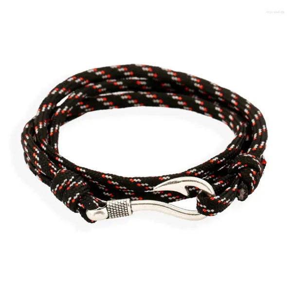 Bracelets de charme Noter Bracelet nautique pour hommes Viking Fishhook fait à la main réglable Paracord Braslet cadeau pour lui bracelet de survie en plein air