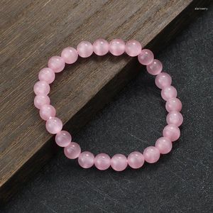 Charm Armbanden Noter Natuurlijke Roze Kat Ogen Steen Armband Voor Vrouwen 4/6/8/10mm Gladde Kralen Armband Geschenken Vriendinnen Maansteen Joias