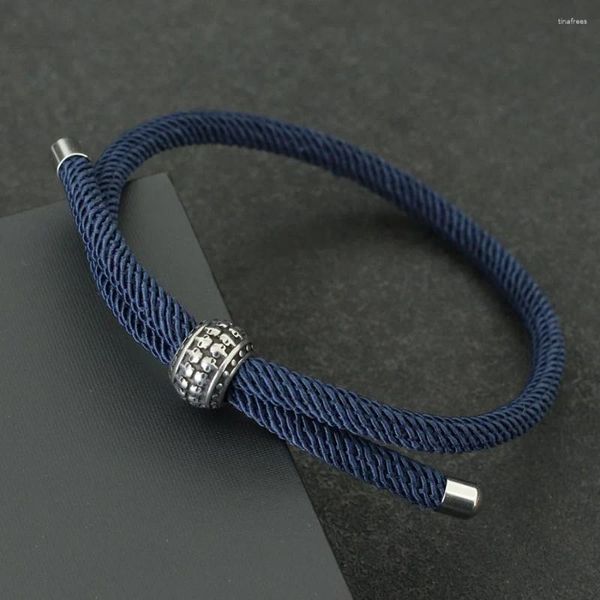 Bracelets de charme Noter Bracelet de style simple hommes réglable crâne antique Viking Braslet avec anneaux en acier inoxydable 4mm bracelet en nylon tressé