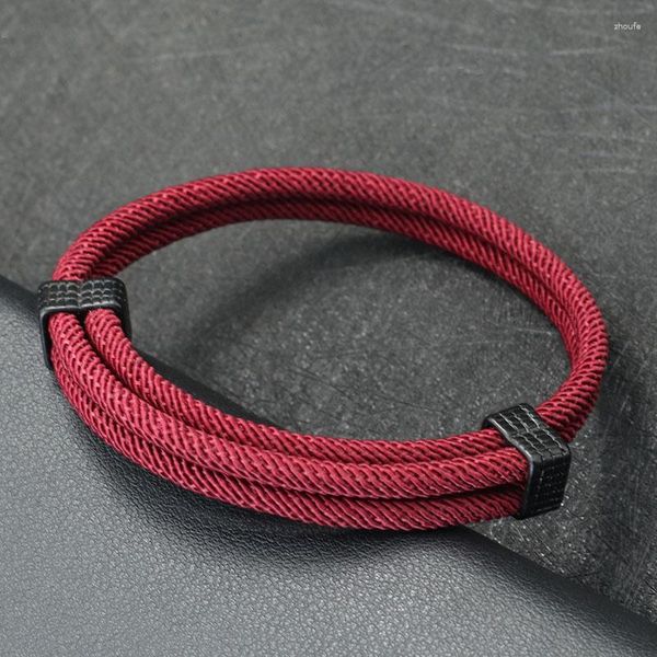 Bracelets porte-bonheur nouveautés hommes Bracelet 4mm Nylon cordon chaîne Braslet Double couche réglable bohême Braclet Hombre Pulsera Roja De