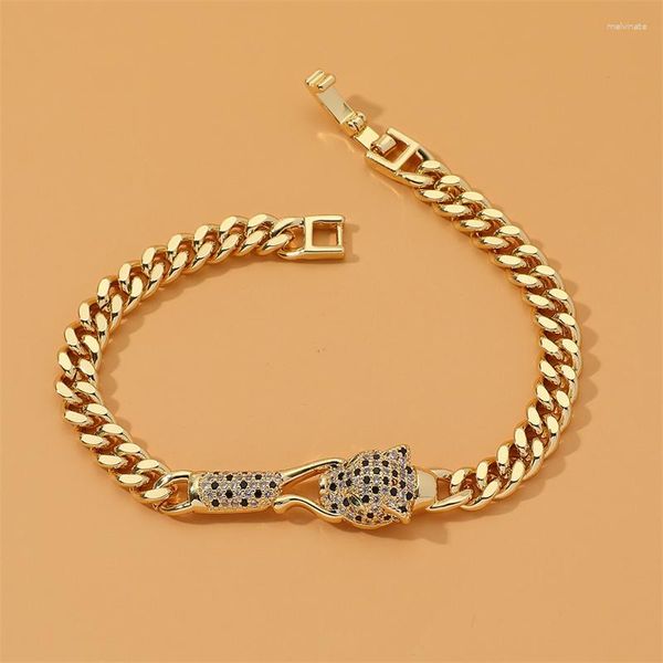 Bracelets porte-bonheur NurmWung mode couleur or cuivre bijoux de mariage CZ Zircon chaîne cubaine léopard pour les femmes