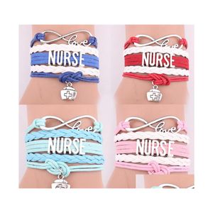 Bracelets porte-bonheur Infirmière Corde en cuir tressé Kit médical Sac Amour Wrap Bracelet pour femmes Fille Infirmières Jour Bijoux Cadeau Drop Delivery Otxmj