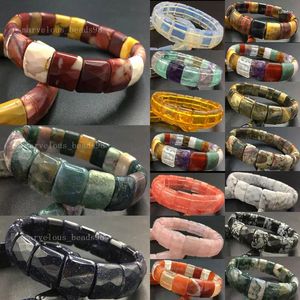 Bedelarmbanden Obsidiaan Kristal Jaspe Labradoriet Tijgersoog Rhodoriet Unakite Vrouwen Mannen Art Stretch Armband 71/2