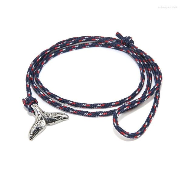 Charm Bracelets Ocean Style Acero inoxidable Whale Tail Charms Cuerda Pulsera Wrap Para Hombres Mujeres Proteger La Joyería