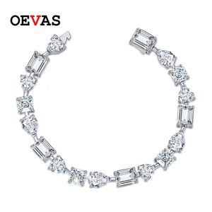 Bracelets de charme OEVAS 100 925 argent Sterling haute teneur en carbone diamant Bracelet irrégulier pour les femmes mariée bande scintillante fête de mariage bijoux fins 230921