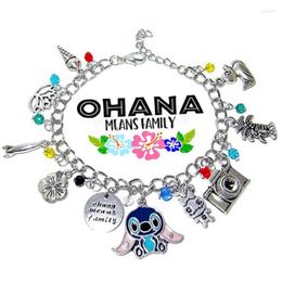 Bracelets de charme ohana signifie famille lilo charmes vintage bracelet bangles perles cristales liens de chaîne en argent bijoux de Noël 252h