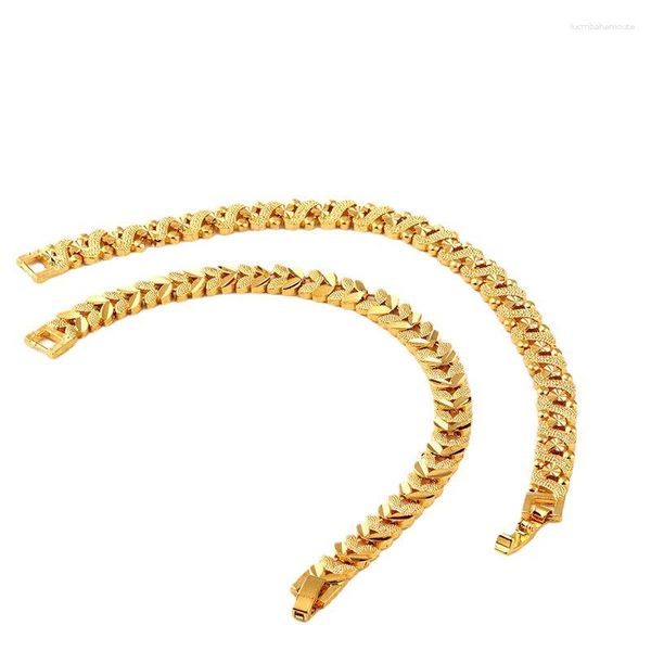 Pulseras con dijes en la mano, pulsera de corazón de 24k para mujer, amor, pareja, cadena, brazalete, damas, niñas, venta al por mayor, regalos de joyería de boda