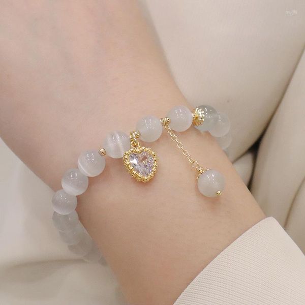 Charm Bracelets Opals Zircon Love Beads Bracelet Ins Small Girl Bead String Of Hand Act The Role Ofing Se prueba todo el diseño