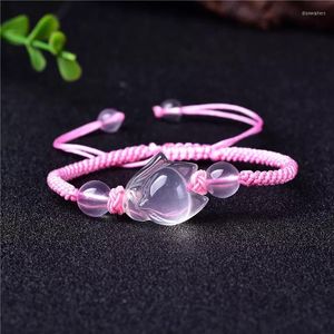 Bedelarmbanden open licht natuurlijk poeder kristallen armband vrouwelijke perzik bloesem beroemde wind handgeweven hand string spruit cadeau