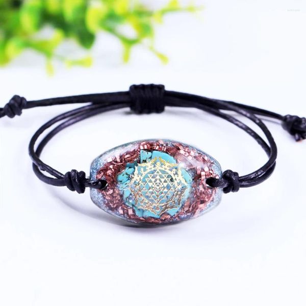 Bracelets de charme Orgone Bracelet Turquoises Cristaux d'énergie avec protection Emf en cuivre pur Bijoux de guérison pour la communication d'amour et la beauté