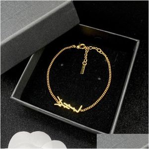 Pulseras de encanto Diseñador original Girlsl Mujeres Letra Elegante Amor 18K Brazaletes de oro Y Logo Grabado Pulsera Joyería de moda Lady Party Ot6Li