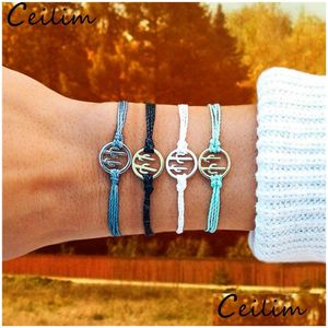 Pulseras con dijes Original Hecho a mano Hilo de cera Tejido Cactus Pulsera Mtilayer Amistad Cadena Colorf Trenzado Para Mujeres Summer Beach Dhlpd