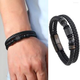 Bracelets porte-bonheur Bracelet en corde en cuir Original pour hommes alliage Simple et à la mode multicouche magnétique Attraction créative