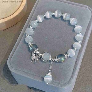 Bracelets de charme Original opale mer bleu trésor clair de lune cristal Bracelet lumière luxe élastique Bracelet pour filles femmes bijoux accessoires Q230925