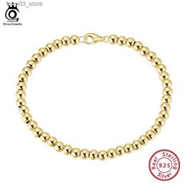 Bracelets de charme ORSA JEWELS 4mm perle boule chaîne Bracelet 14K or 925 argent Sterling mode femmes Bracelet bijoux 6.5/7/7.5/8 pouces SB103 Q231025