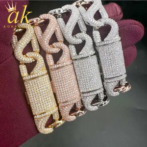 Charm Bracelets Out Bracelet para hombres Cuban Link Charms Prong Setting Real Gold Plated Cubic Zirconia Hip Hop Joyería de moda 230821