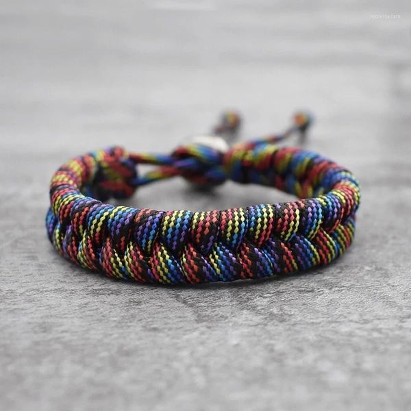 Pulseras con dijes Pulsera de estilo para acampar al aire libre Hombres Paracord Paracaídas Cuerda Pulsera Brazalete ajustable Homme Joyería trenzada hecha a mano