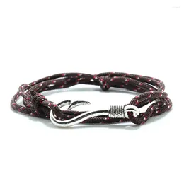 Pulseras de encanto al aire libre para hombres mujeres 2 mm Paracord multicapa abrasador ajustable color plateado gancho simple athleisure