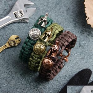 Bedelarmbanden buitenoverleving kernlijn armband retro Romeinse helm schild bedel armbanden bangle manchet voor mannen mode hiphop je dh9r7