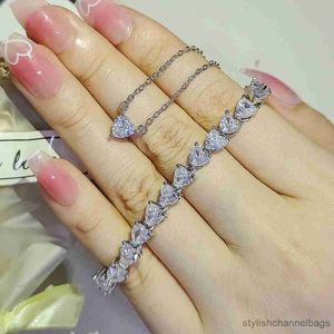 Bracelets porte-bonheur Pack de luxe coeur bijoux ensembles Bracelet Bracelet boucles d'oreilles mariage pour les femmes cadeaux articles R230905