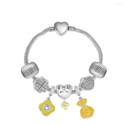 Pulseras de encanto Pandoraer DIY Pulsera de corazón Esmalte Bolsa de dinero Elefante Colgante Chica Magic House Beads para joyería de mujer No se desvanece