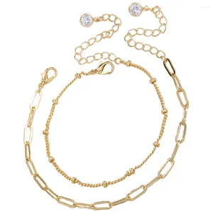 Bracelets de charme Bracelet de trombone Bracelet Chaîne en couches Empilable Lien en métal à la main Doré pour les adolescentes