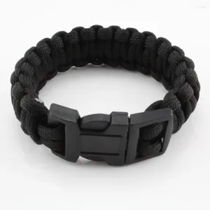 Pulseras de encanto Cuerda de paracaídas Pulsera de paracord de supervivencia de emergencia para hombres con hebilla de plástico Moda Cuerda clásica trenzada Brazalete hecho a mano