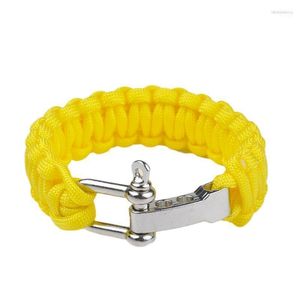 Bracelets porte-bonheur Paracord Fashion Rope With Whistle Buckle Outdoor Camping Survival Kit Acier inoxydable Melv22