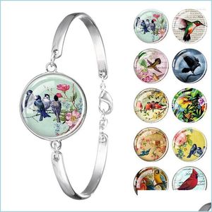 Charm Bracelets Parrot Swallow Crow Phoenix Pterodactyl Cardinal Birds Pulsera Glass Cabochon Bangle Animal Jewelry Gift Fo Dhgarden Dhxcc