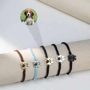 Bedelarmbanden Paw Po Projectiearmband Gepersonaliseerde roestvrijstalen aangepaste hond kat huisdier Po armbanden Sieraden Drop Ship 231206