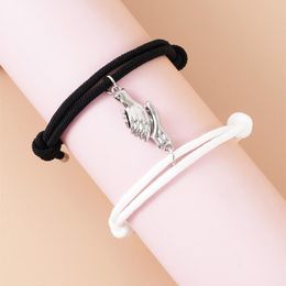 Pulseras de encanto PCS Mano Colgante Imán Atraer Pareja Pulsera Amigo Amantes Cadena de cuerda ajustable en 2022 Banda para el cabello Charm