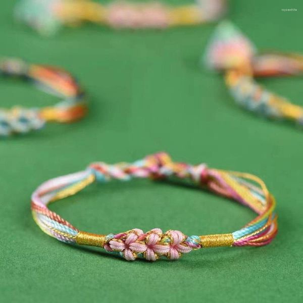 Bracelets de charme Bracelet de fleur de pêche Bracelet d'amitié longue distance Ami réglable tressé pour femmes adolescentes bijoux