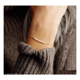 Bracelets porte-bonheur perle perle chaîne bracelets Style Simple personnalité créative en acier inoxydable bijoux faits à la main livraison directe Otevy