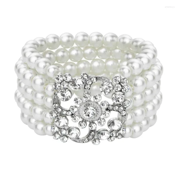 Bracelets de charme perles perles pour femmes cristal creux fleur de camélia mariage bal Bracelet bijoux accessoires
