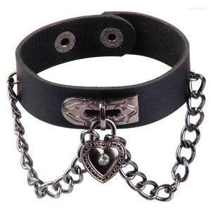 Bracelets de charme Personnalité Punk Style Heart Lock Bracelet Réglable Tendance Gland Chaîne Bracelet En Cuir Bracelet Femmes Bracelet