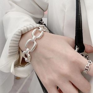 Bedelarmbanden Persoonlijkheid Vierkant Blok Ring Gesp Armband Eenvoudig Temperament Zilver Kleur Hoogwaardige westerse stijl sluiting