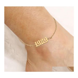 Bedelarmbanden personaliseren roestvrijstalen enkelarmband 1980 tot 2000 Speciaal geboorterjaar aangepaste nummer Anklet Friend Gifts Drop de Otyol