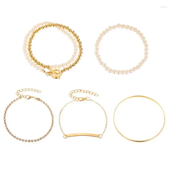 Bracelets de charme personnalisé 5 pièces bracelet de perles élégant coquillage gland perle carte bijoux réglables pour les femmes