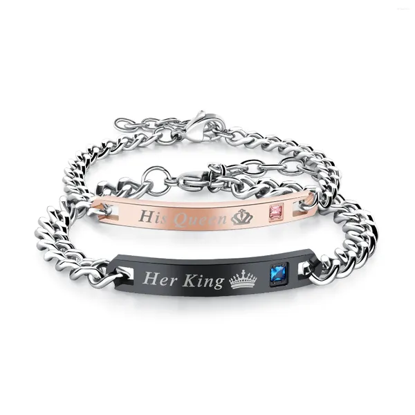 Bracelets de charme Couple personnalisé personnalisé Hollow Out Cuban Bangles en acier inoxydable pour femmes hommes Pulseira