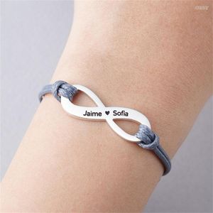 Bracelets porte-bonheur nom personnalisé Bracelet personnalisé hommes femmes pendentif infini chaîne en cuir réglable cadeau saint valentin