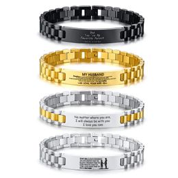 Bracelets de charme Personnalisé en acier inoxydable hommes Bracelet bracelet gravé mode personnalisé ID mâle Braslet Brazelaet garçon 7.7 pouces 8.3 pouces Dropship 231128