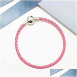 Charm Armbanden Roze Gevlochten Leren Armband Originele Box Sets Voor Pandora 925 Sterling Sier Luxe Designer Dames Heren Kinderen Drop D Dhqr8