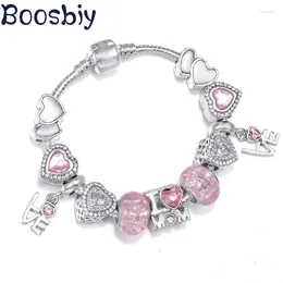 Bedelarmbanden roze hart voor moeder kraal met liefde hangend diy merk armband sieraden vrouwen maken mom cadeau desin