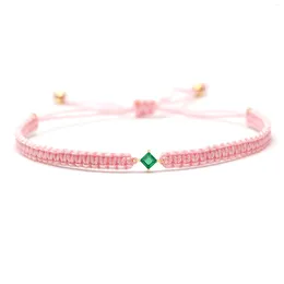 Bracelets de charme cordon de soie rose vert minuscule mignon marque macrame bracelet cuivre rouge fice petit mini cadeau de bijoux semi-précieux