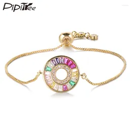 Bracelets de charme Pipitree Beautiful multicolore cubic zirconia cercle rond bracelet curseur chaîne de mariage pour femmes bijoux