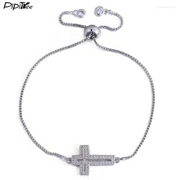 Bracelets de charme pipitree micro cz zircon cristal pave religieux bracelet croix bracelet or de couleur de couleur pour hommes femmes