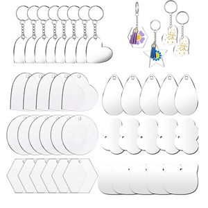 20 Stuks Transparant Acryl Blanks Rondes Hart Schijven voor Diy Sleutelhanger Hanger Sieraden Maken Handgemaakte Creativiteit Sleutelhanger Tags Mode-sieraden Charms blanco