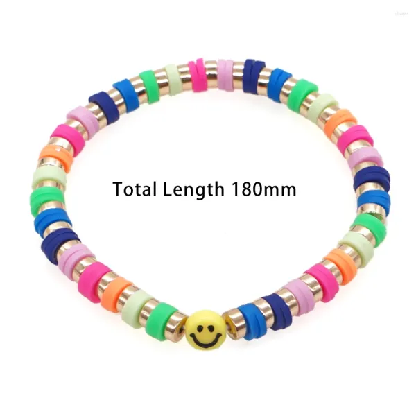 Pulseras con dijes Pulsera de arcilla polimérica Cuentas de vidrio Shell Heishi Sonrisa Tobillera Hecha a mano Trenzado ajustable Impermeable Multicolor Unisex