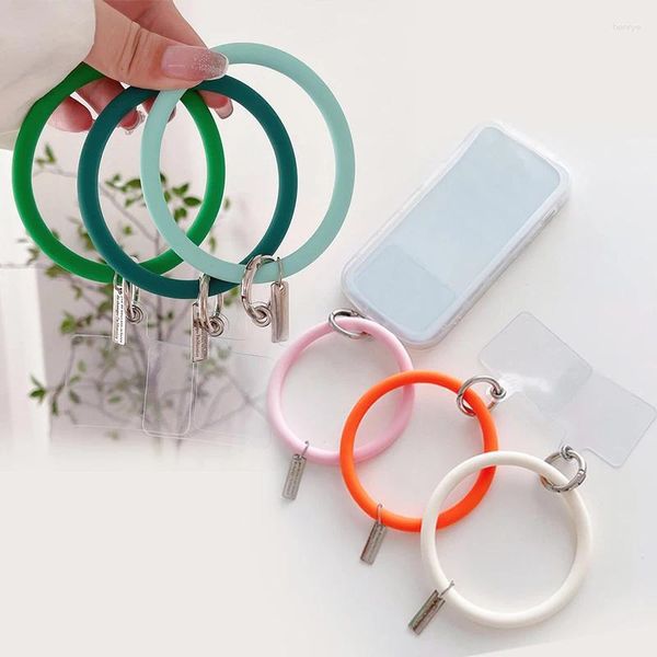 Pulseras de encanto portátil universal colgante anillo cuerda color sólido silicona cordón correa anti-perdida pulsera teléfono llavero bolsa bolsa